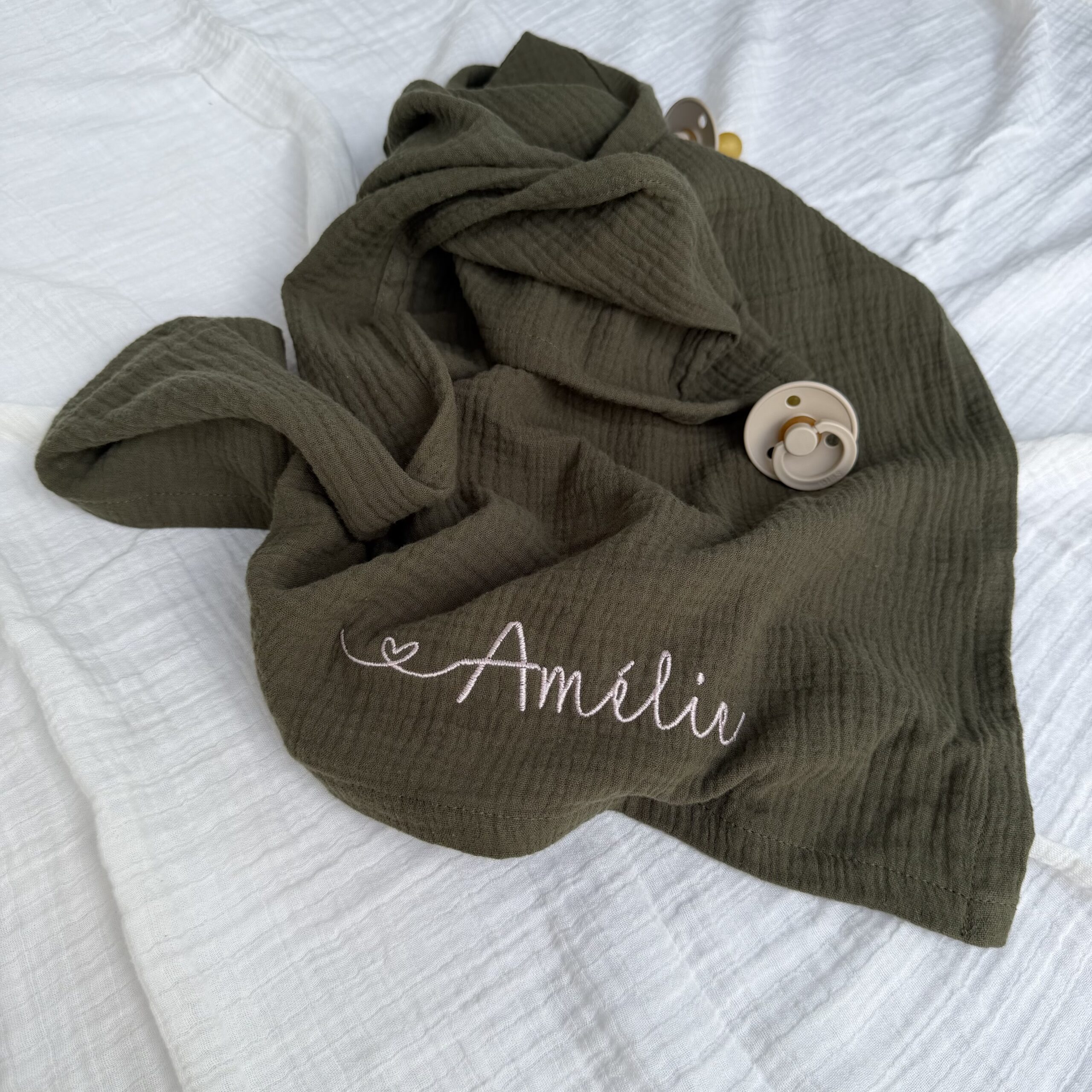 Mulltuch | Musselin Khaki – Bild 2